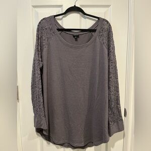 Torrid grey light long sleeve with lace